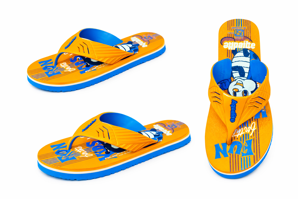 Aqualite Kids Comfortable Orange & Blue Flip Flops – Lightweight Daily Wear Slippers