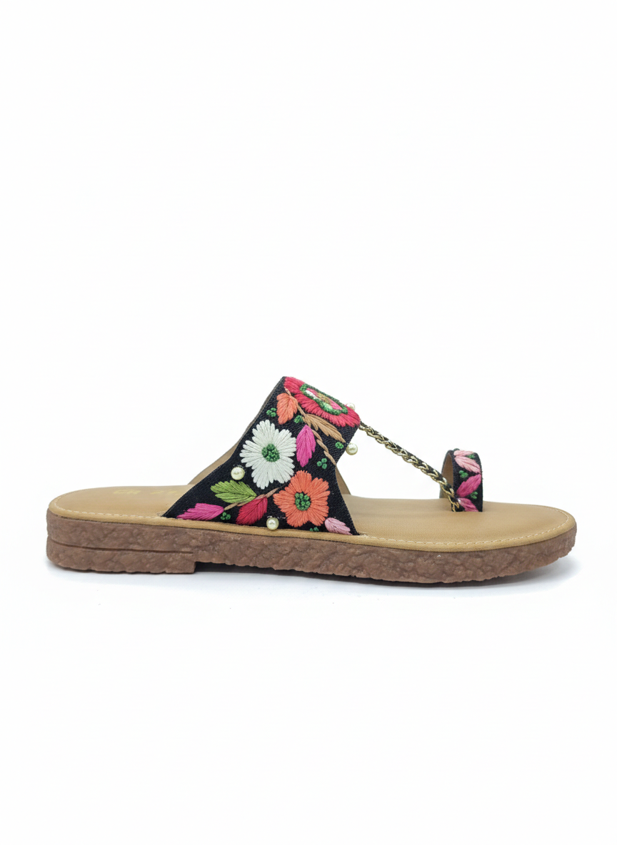 Floral Embroidered Toe-Loop