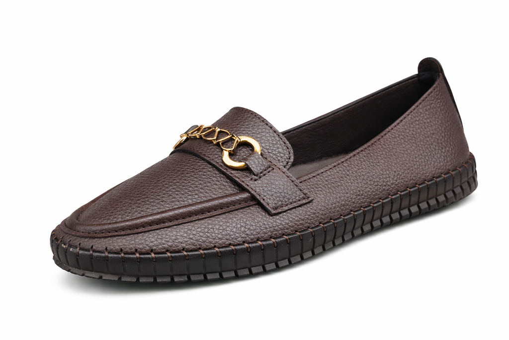 Women’s Black Chain Detail Loafers – Stylish Casual Comfort Slip-On Shoes