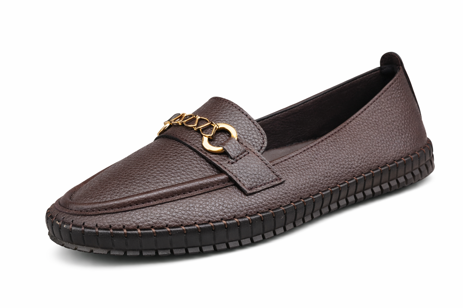 Women’s Black Chain Detail Loafers – Stylish Casual Comfort Slip-On Shoes