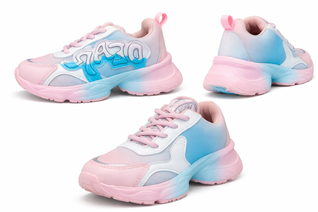 Girls Fashion Sports Sneakers – Pink & Blue Gradient Casual Shoes