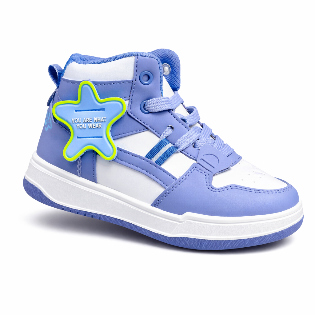 Kids Beige Star High-Top Sneakers – Stylish Casual Shoes for Boys & Girls