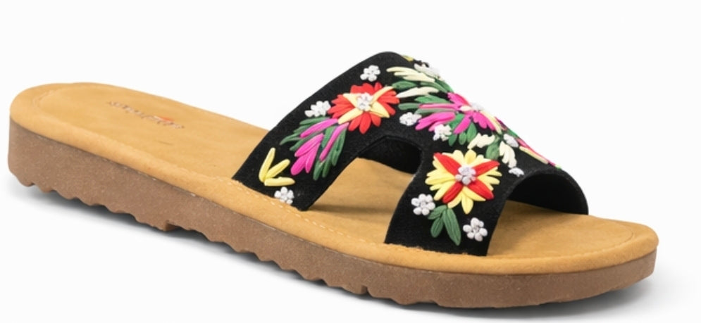🌸 Ladies Floral Comfort Slippers – Dual Strap Design