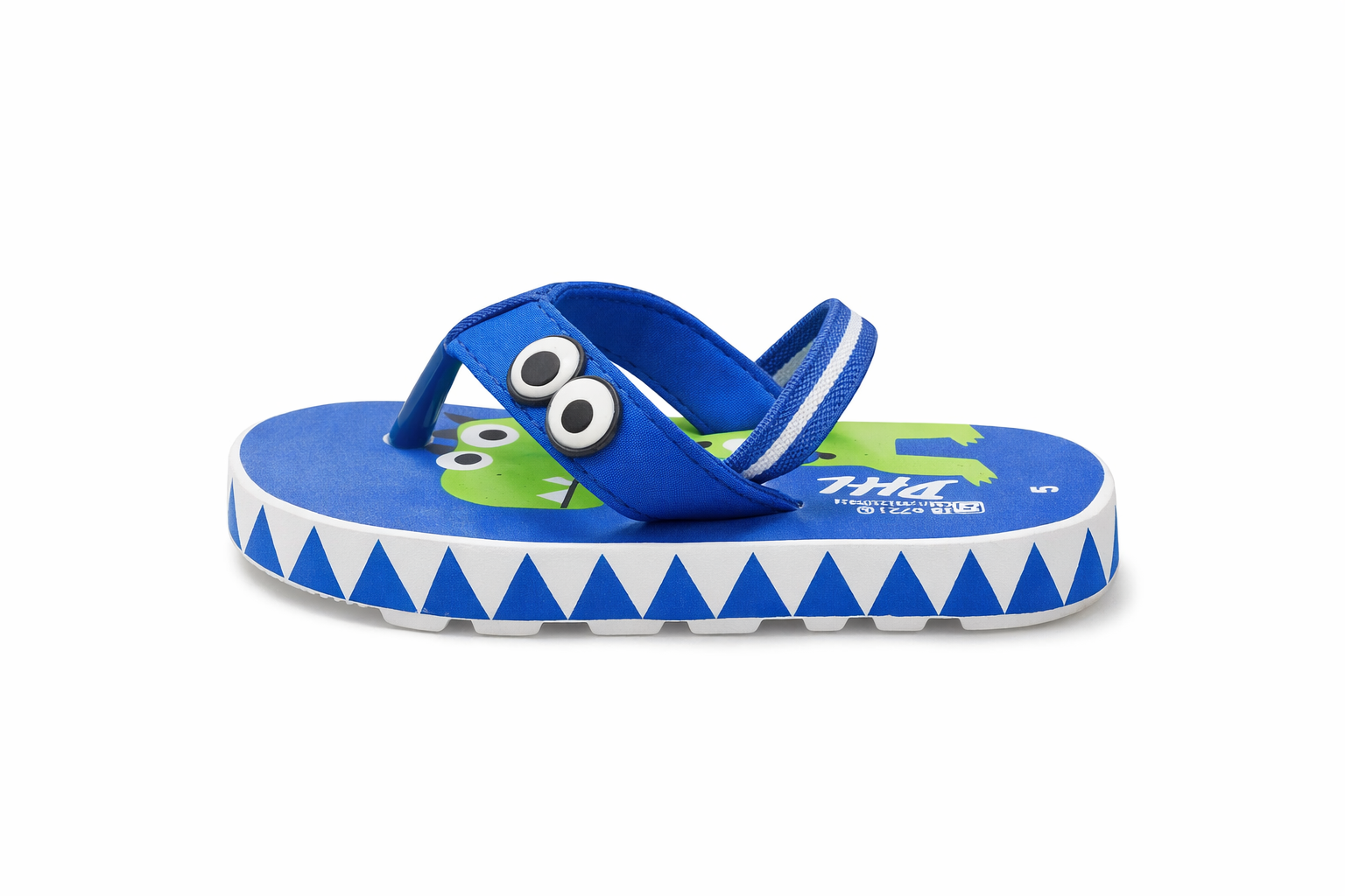 Kids Cartoon Monster Flip-Flops with Back Strap – Comfortable & Fun Summer Sandals (Black & Blue)