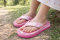 Girls Cute Pink Printed Flip Flops – Soft Lightweight Casual Slippers for Kids