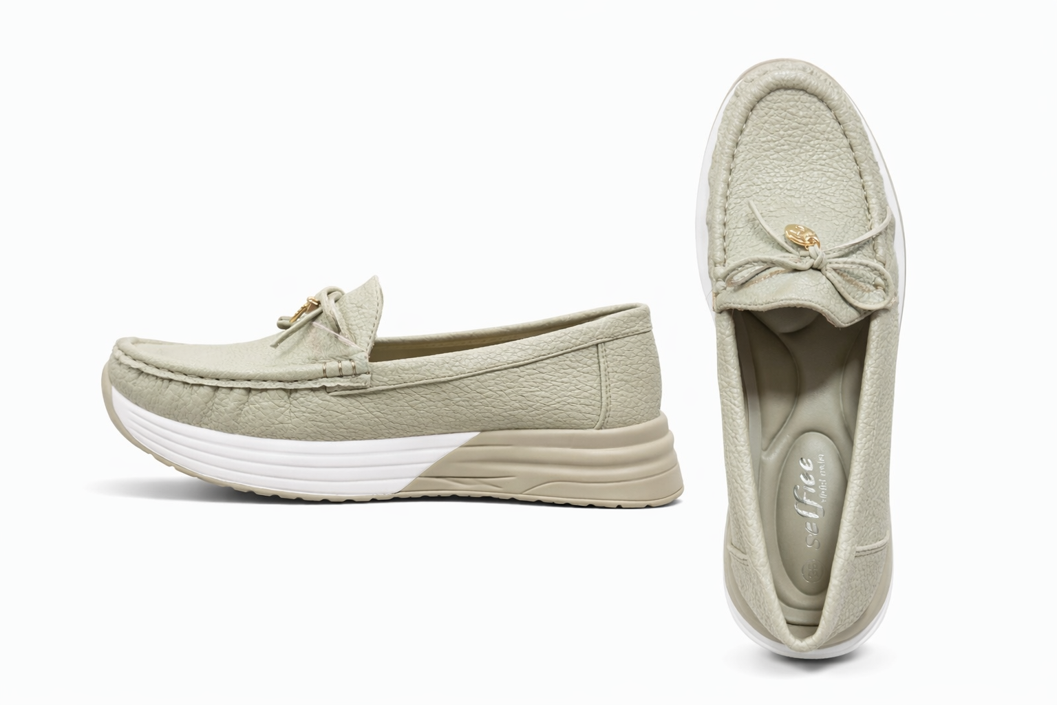 Women Beige Comfort Platform Loafers – Stylish Casual Walking Shoes