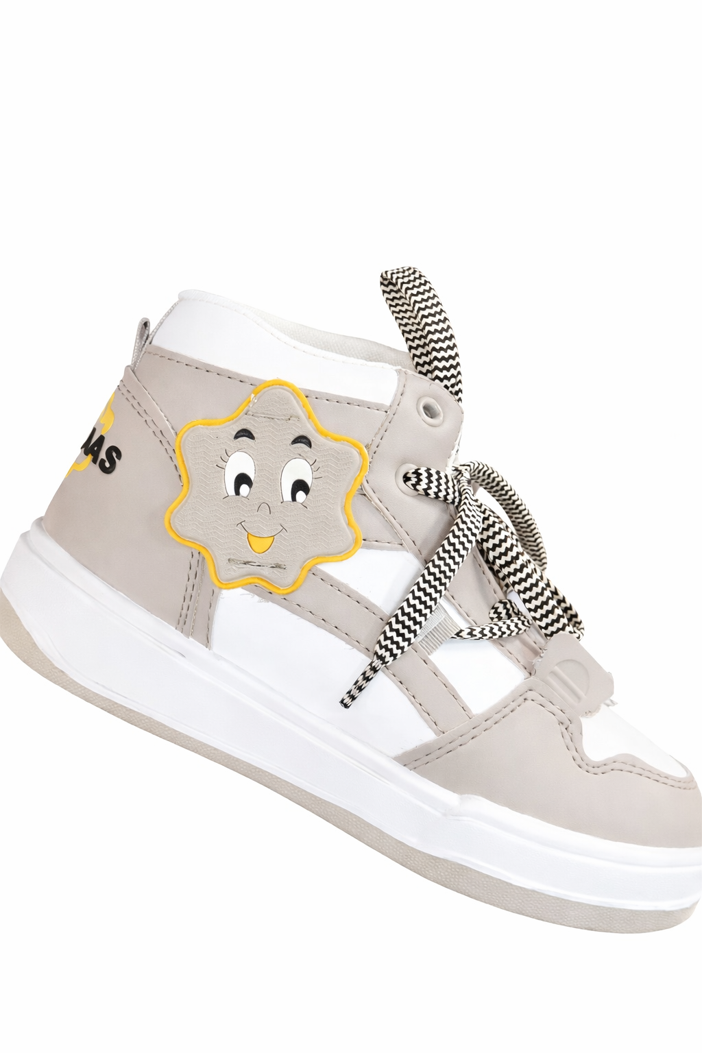 Kids High-Top Casual Sneakers – Navy Blue & White with Star Patch
