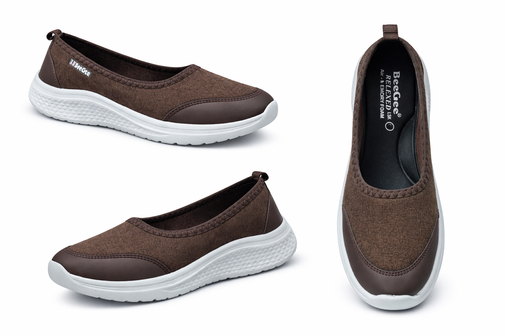 Women’s Brown Slip-On Comfort Walking Shoes