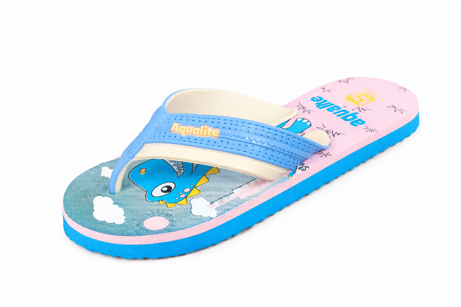 Aqualite Kids Blue & Pink Printed Flip Flops – Soft Comfortable Daily Wear Slippers