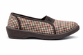Women’s Checked Slip-On Casual Shoes – Comfortable Lightweight Daily Wear Loafers (Brown Check)