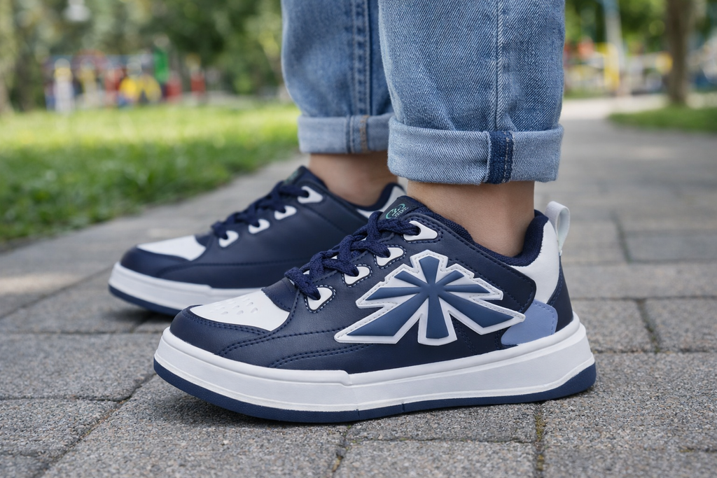Kids Stylish Casual Sneakers – Green & White Comfortable Everyday Shoes