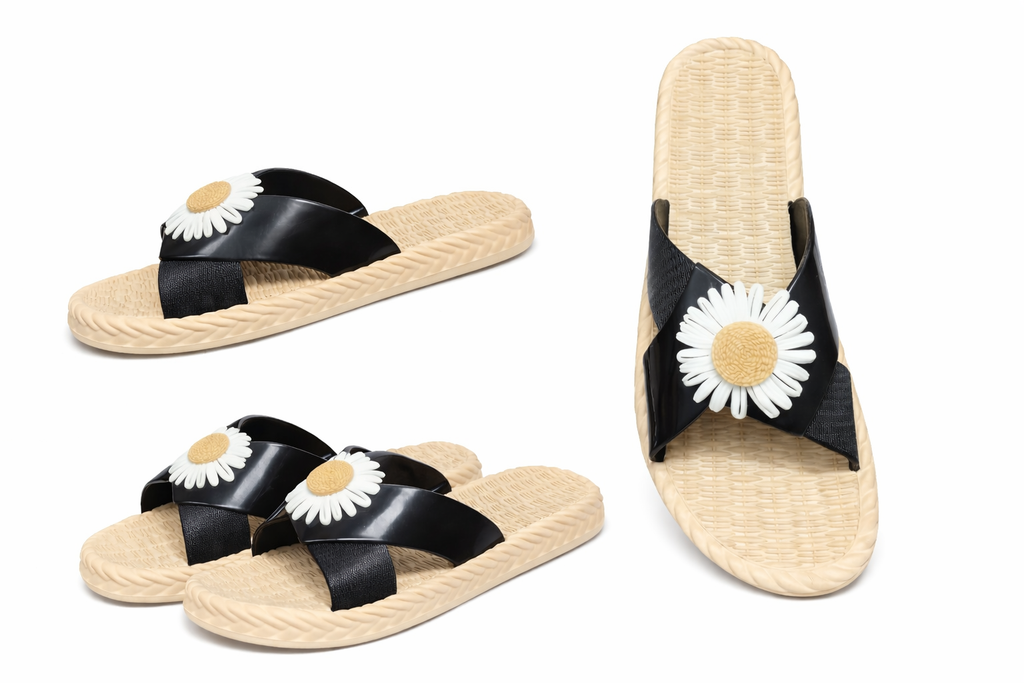 Women’s Daisy Flower Comfort Slides – Stylish Casual Summer Slippers