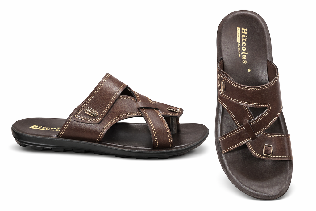 Men’s Premium Black Comfort Sandals – Stylish Cross Strap Casual Slip-On with Cushioned Sole