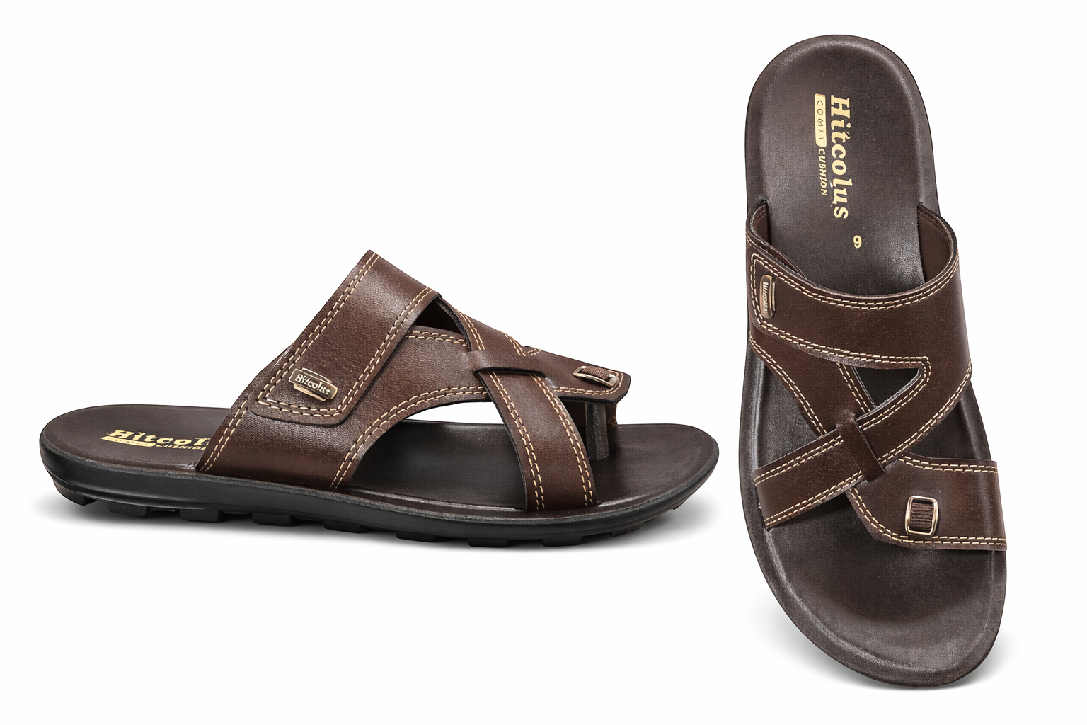 Men’s Premium Black Comfort Sandals – Stylish Cross Strap Casual Slip-On with Cushioned Sole