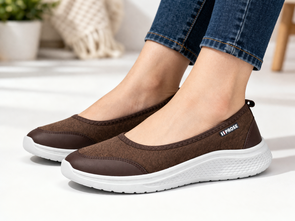 Women’s Brown Slip-On Comfort Walking Shoes