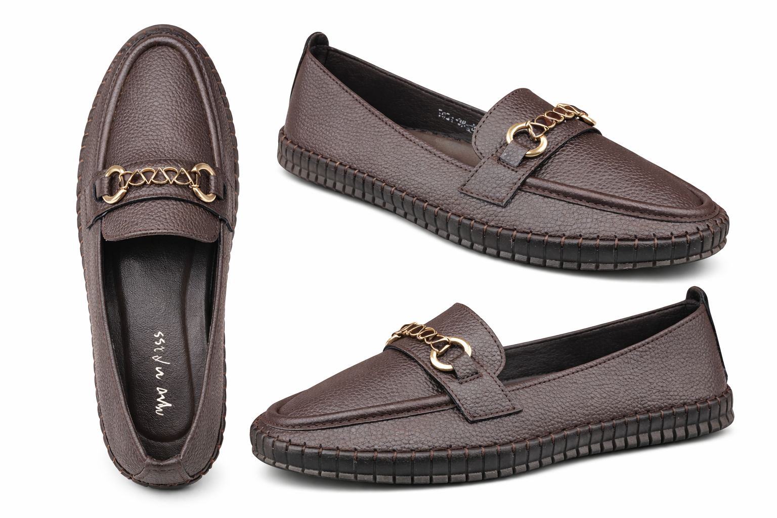 Women’s Black Chain Detail Loafers – Stylish Casual Comfort Slip-On Shoes