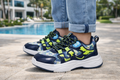 Kids Navy & Neon Sports Sneakers – Stylish Lightweight Casual Shoes