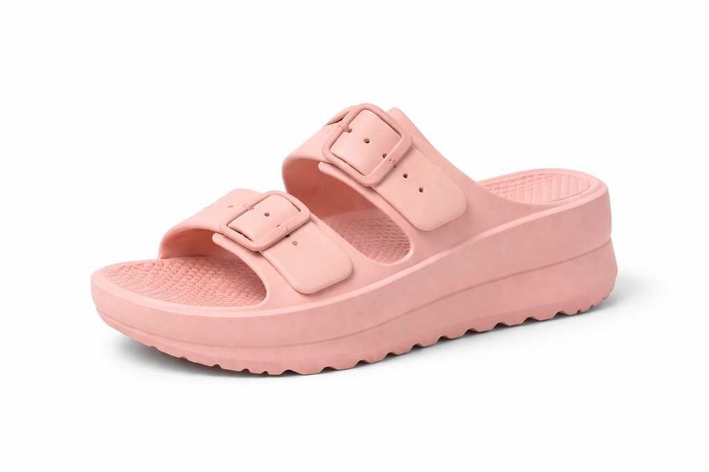 Mint Green Double Strap Platform Slippers for Women