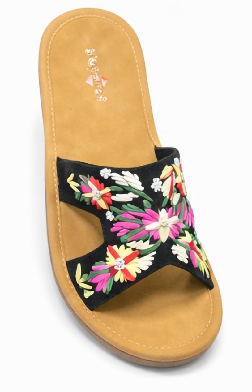 🌸 Ladies Floral Comfort Slippers – Dual Strap Design